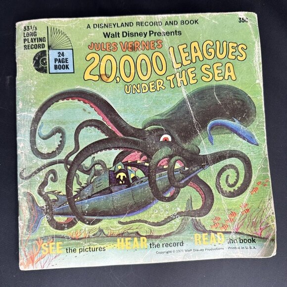Disney Other - 1971 Walt Disney 20,000 Leagues Under the Sea Book Jules Verne Book only NO RECO